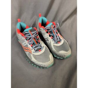 Saucony Excursion TR10 Grey Coral Teal Trail Running Shoes Women's Size 9.5